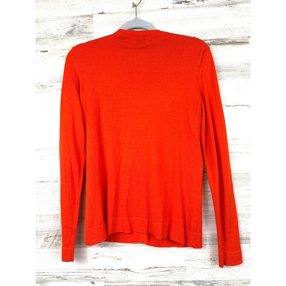 Saks Fifth Avenue Black Womens M Orange Silk Blend Lightweight Cardigan Sweater - Picture 2 of 5